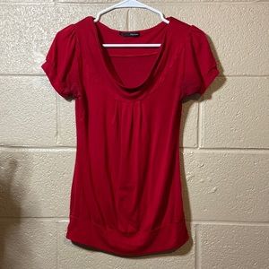 Maurice’s swoop neck top, red, small